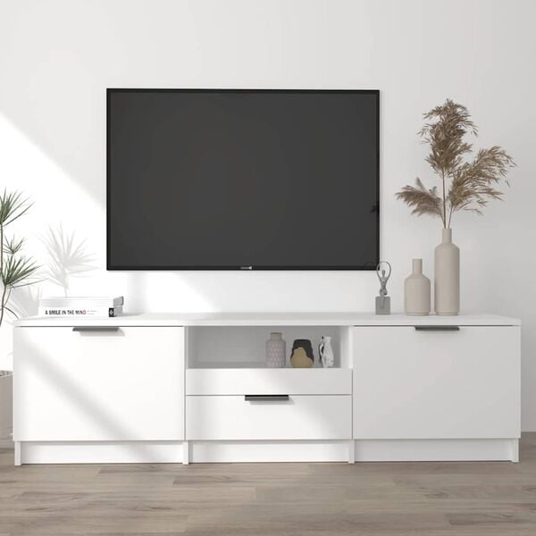 vidaXL Mobile TV Bianco 140x35x40 cm in Legno Massello