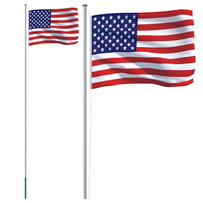 vidaXL Asta e Bandiera Stati Uniti 6,23 m Alluminio