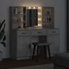 vidaXL Set da tavolo da trucco con LED con porta 3 pcs Grigio cemento