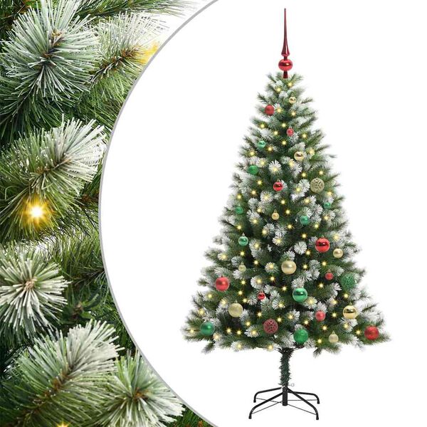vidaXL Albero di Natale artificiale a cerniera con neve fioccata