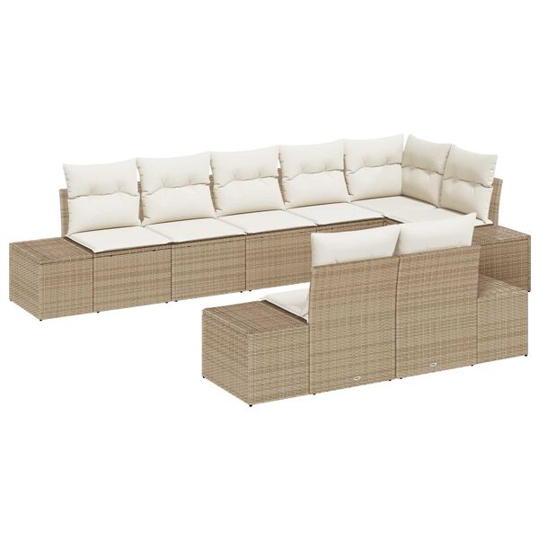 vidaXL Set Divano da Giardino 8 pcs Beige e Crema polyrattan