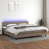 vidaXL Letto a Molle Materasso e LED tortora 200x200cm in Tessuto
