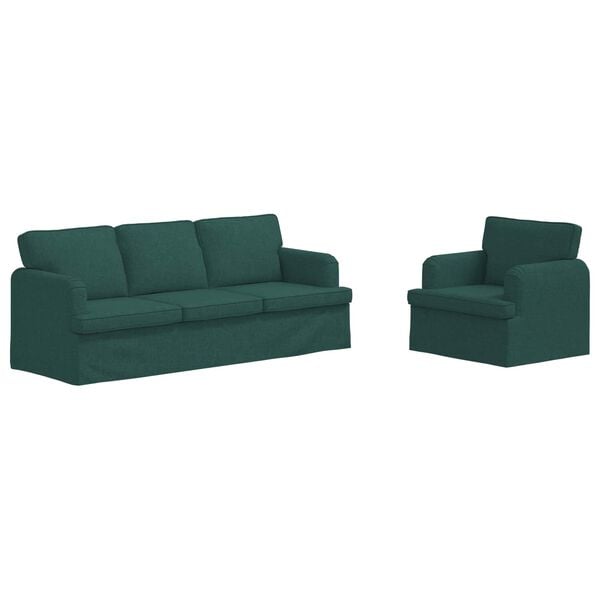 vidaXL Divano 180cm 2 pcs Verde Scuro Metallo
