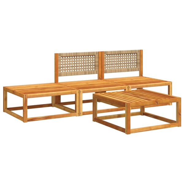 vidaXL Set di divani da giardino 4 pezzi con cuscini in legno di acacia e rattan