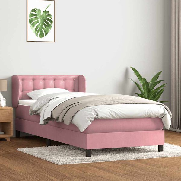 vidaXL Giroletto a Molle con Materasso Rosa 90x210 cm Velluto