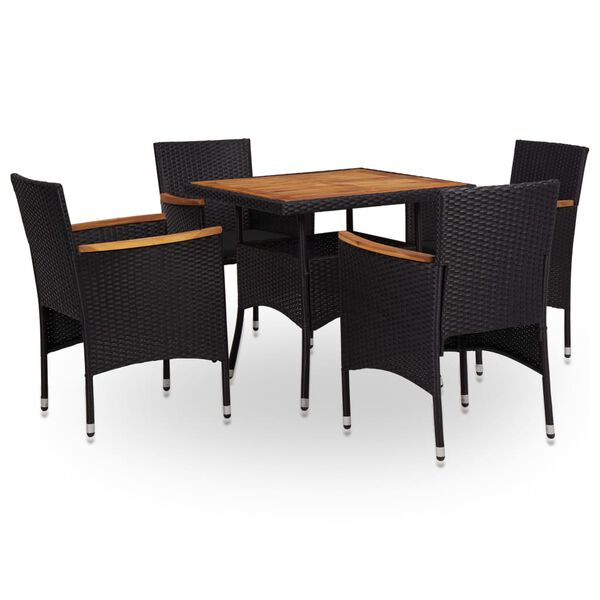 vidaXL Set da Pranzo da Giardino 5 pz in Polyrattan e Acacia Nero