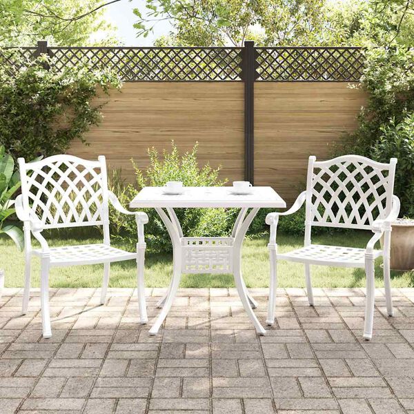 vidaXL Set di Tavolo da Giardino 3 pcs Bianco Alluminio pressofuso