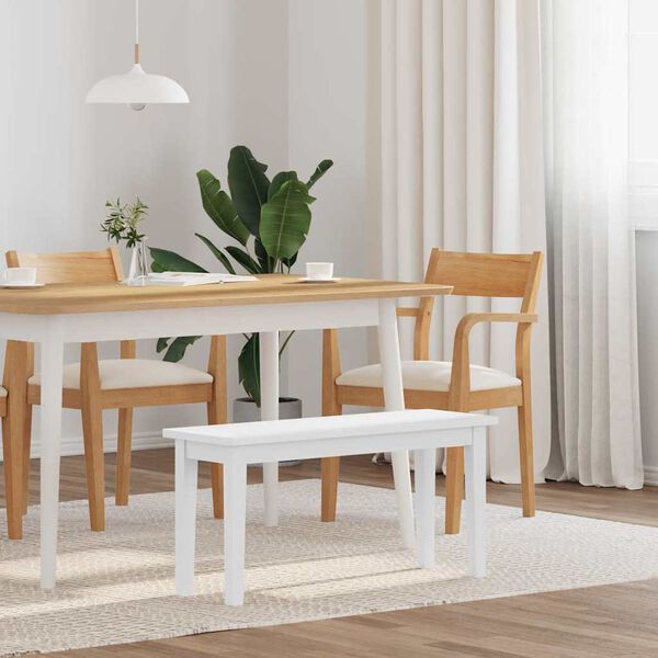vidaXL Panca 90 cm Bianco in Legno Massello di Hevea