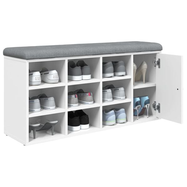 vidaXL Panca Porta Scarpe Bianca 102x32x50 cm in Legno Multistrato