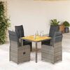 vidaXL Set Bistr&ograve; da Giardino 5 pz con Cuscini in Polyrattan Grigio