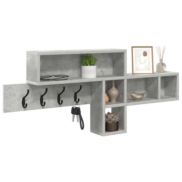 vidaXL Appendiabiti a muro Grigio cemento 100 x 12 x 43.5 cm
