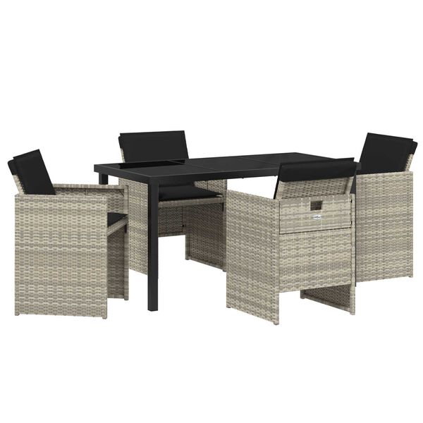 vidaXL Set da Pranzo per Giardino 5 pcs Grigio chiaro polyrattan