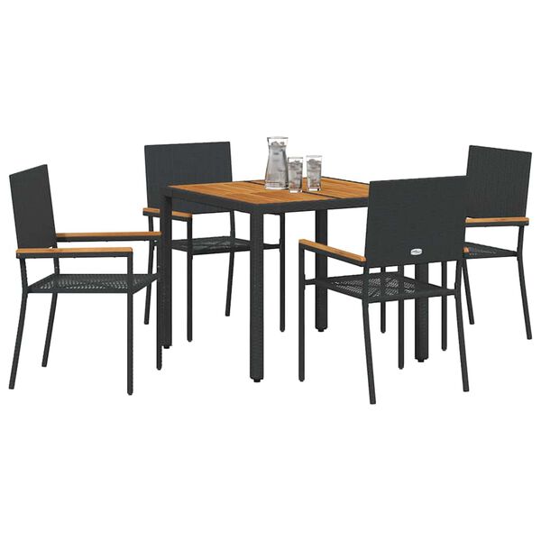 vidaXL Set da Pranzo per Giardino 5 pcs Nero e Marrone polyrattan
