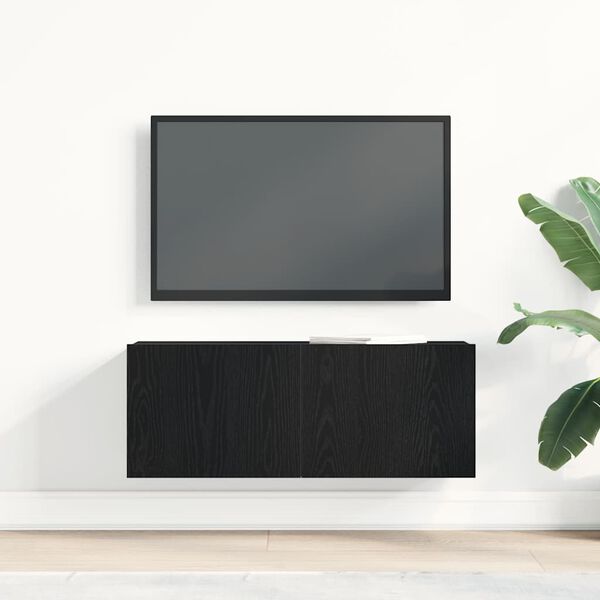 vidaXL Mobili TV Rovere nero 80 x 30 x 30 cm Legno multistrato