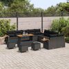 vidaXL Set Divano da Giardino con cuscino 18 pcs Nero polyrattan