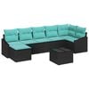 vidaXL Set di divani con cuscino 8 pcs Nero polyrattan
