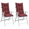 vidaXL Cuscini Sedia Schiena Alta 2 Rosso Vino M&eacute;lange 120x50x7 cm