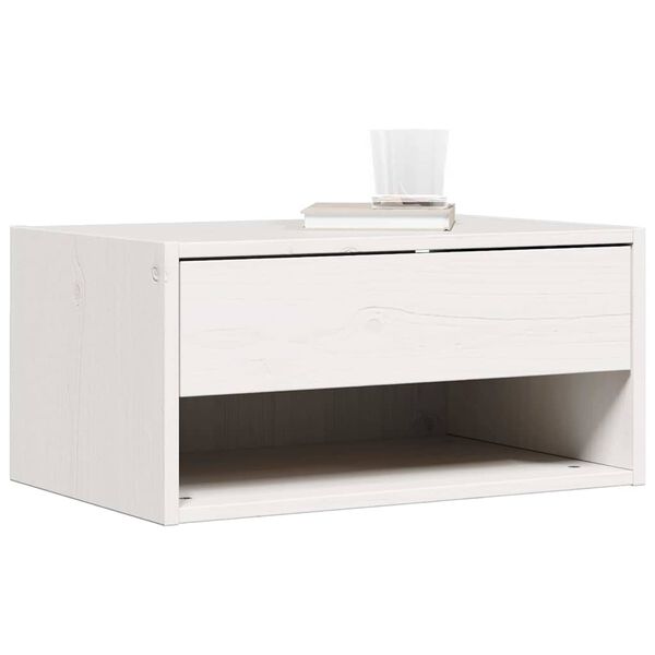 vidaXL Comodino Bianco 50 x 32,5 x 24 cm Legno di pino massello