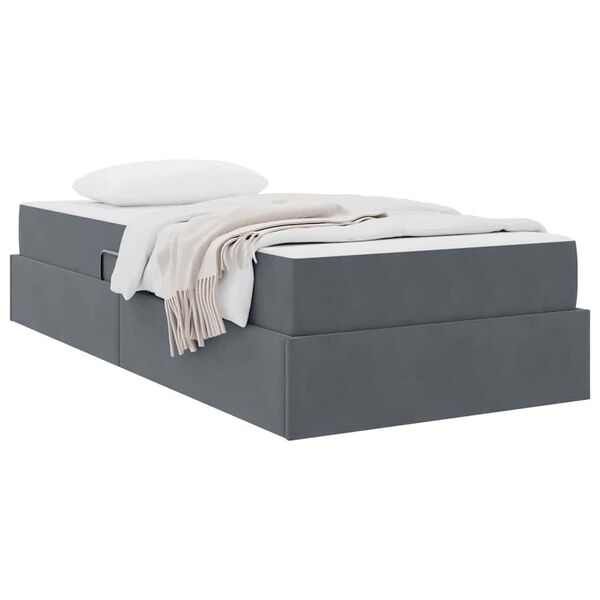 vidaXL Letto con contenitore e materasso Grigio scuro 100 x 200 cm