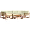 vidaXL Set di divani da esterno con cuscino 7 pcs Naturale e Crema