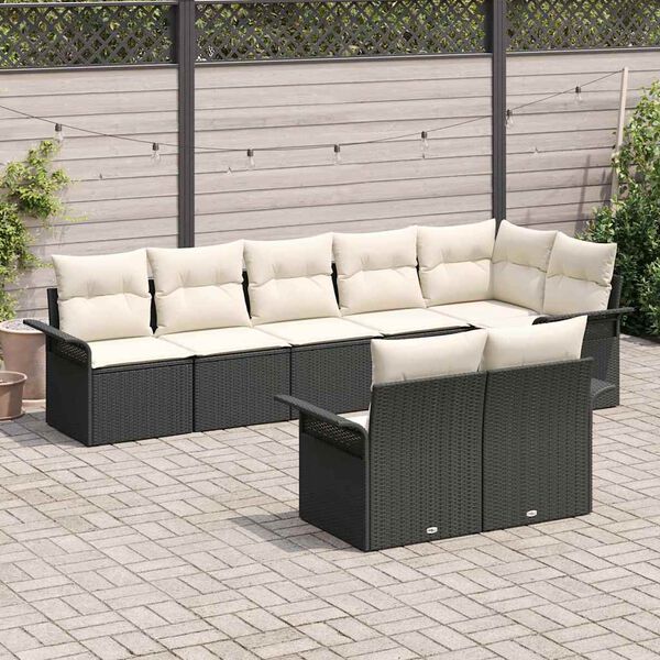 vidaXL Set Divano da Giardino con cuscino 8 pcs Nero polyrattan