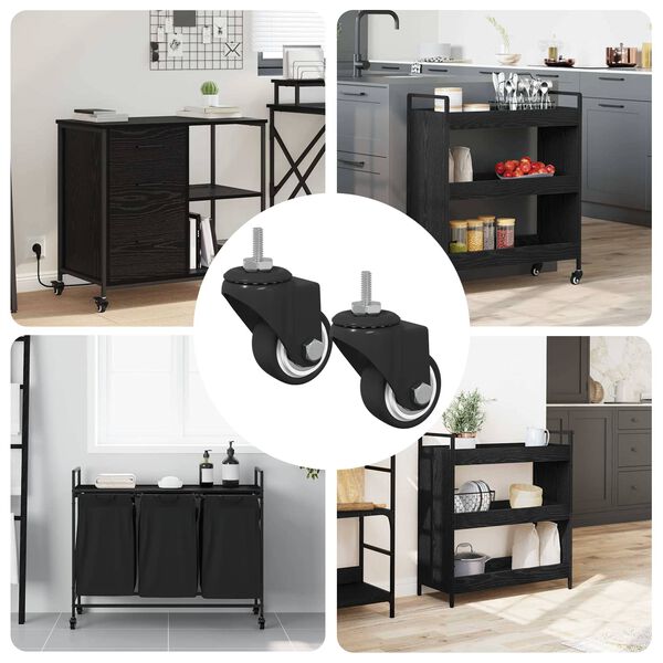 vidaXL Rullo girevole 2 pcs Nero M6 mm Ferro e nylon