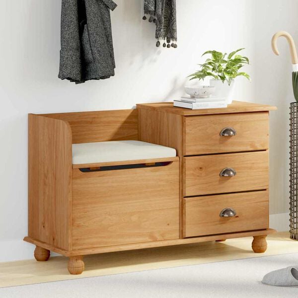 vidaXL Panchina con contenitore ASKIM Marrone 100 x 39 x 62 cm