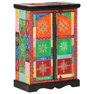 vidaXL Credenza Dipinta Mano con Ante 53x30x75 cm Legno Massello Mango