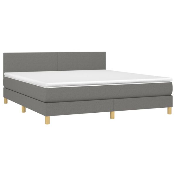 vidaXL Letto a Molle Materasso e LED Grigio Scuro 180x200cm in Tessuto