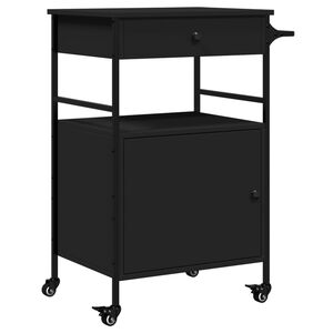 vidaXL Carrello da Cucina Nero 56x43x89,5 cm in Legno Multistrato