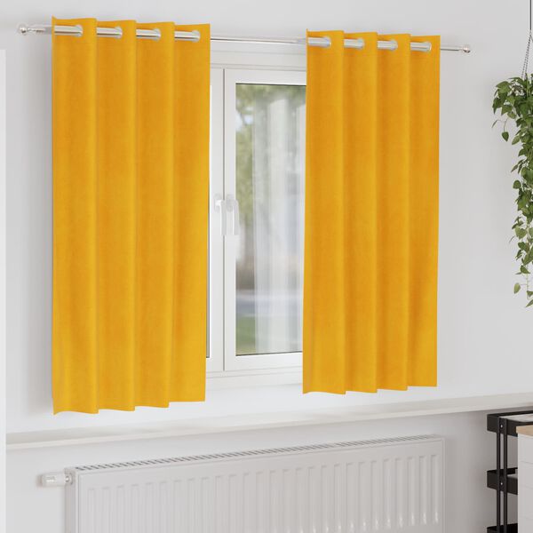 vidaXL Tende oscuranti 2 pcs Giallo senape 140 x 175 cm Velluto