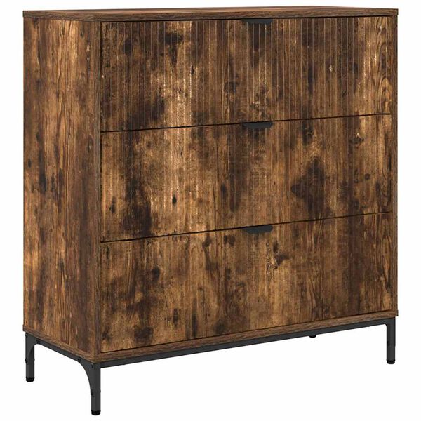 vidaXL Credenza Rovere fum&eacute; 79,5 x 33 x 82 cm Legno multistrato