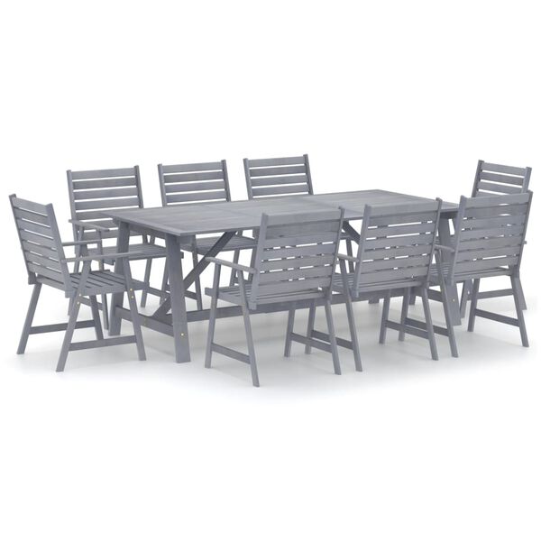 vidaXL Set Pranzo da Giardino 9 pz in Legno Massello di Acacia Grigio