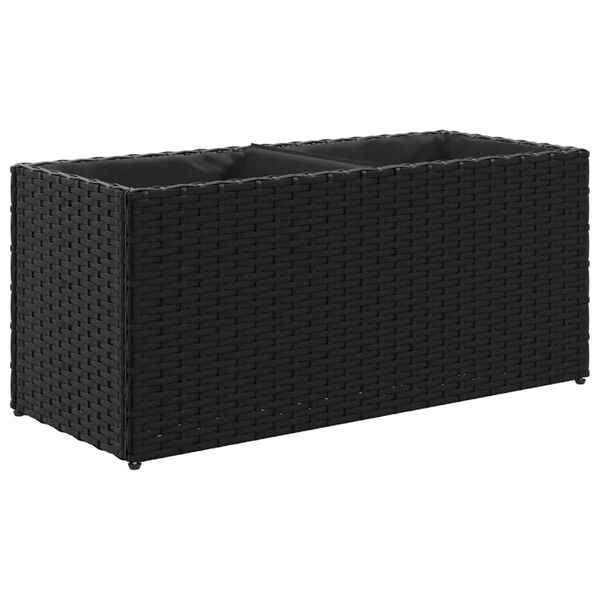 vidaXL Fioriera da Giardino con 2 Vasi Nera 72x30x32 cm in Polyrattan