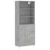 vidaXL Credenza Grigio Cemento 69,5x34x180 cm in Legno Multistrato