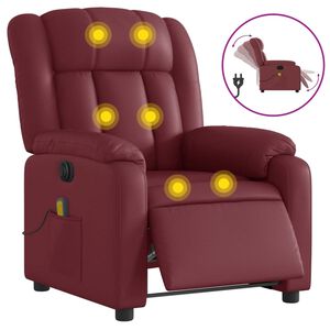 vidaXL Poltrona Massaggiante Reclinabile Rosso Vino in Similpelle