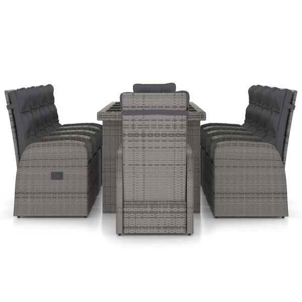 vidaXL Set da Pranzo da Giardino 11 pz con Cuscini Polyrattan Grigio