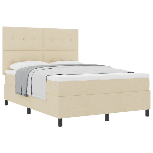 vidaXL Letto a molle con materasso Crema 140 x 190 cm Tessuto