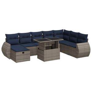 vidaXL Set Divani Giardino 9 pz con Cuscini Marrone Polyrattan Acacia
