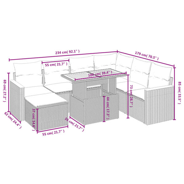 vidaXL Set Divano da Giardino 8 pz con Cuscini Beige in Polyrattan