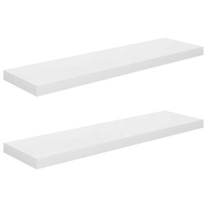 vidaXL Scaffali a Parete 2 pz Bianco Lucido 90x23,5x3,8 cm in MDF