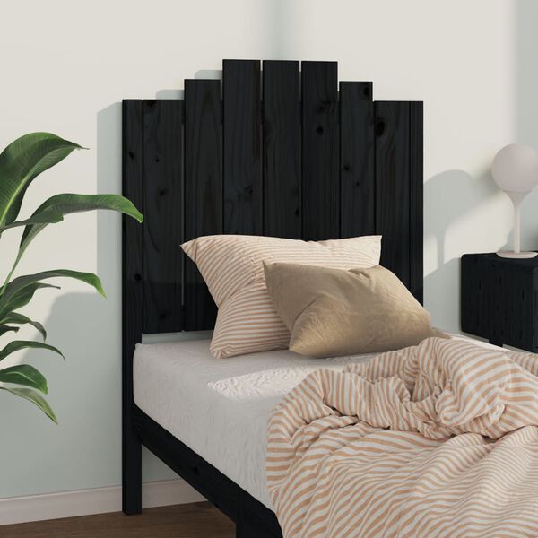 vidaXL Testiera per Letto Nera 81x4x110 cm in Legno Massello di Pino