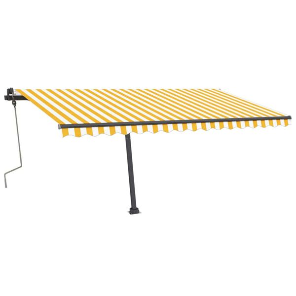 vidaXL Tenda da Sole Retrattile Manuale LED 400x350 cm Giallo Bianco