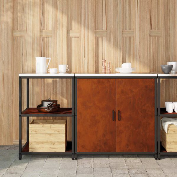 vidaXL Set di Stoccaggio per Cucina con lo scaffale 2 pcs Ruggine