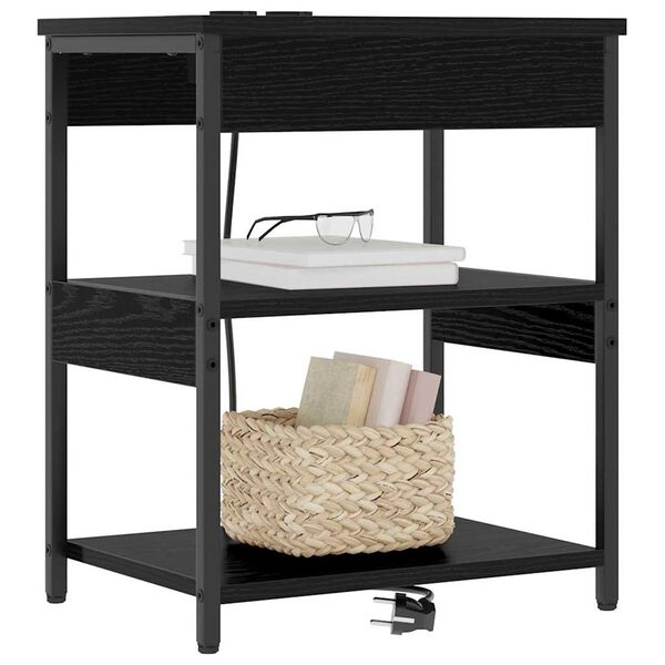 vidaXL Armadio da Notte Rovere Nero 41 x 31 x 51 cm Legno multistrato