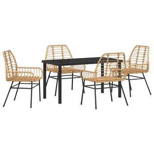 vidaXL Set da Pranzo per Giardino 5 pz Marrone polyrattan