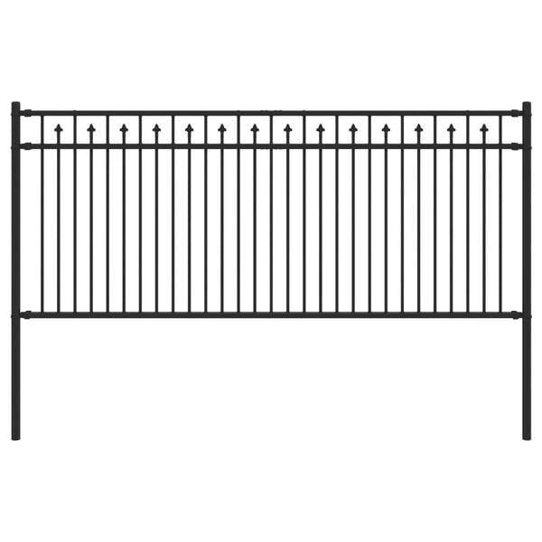 vidaXL Recinzione a picchetto Nero 200 x 130 cm