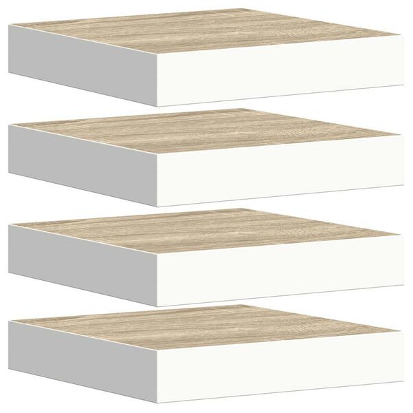 vidaXL Scaffali a Parete 4 pz Rovere e Bianco 23x23,5x3,8 cm in MDF