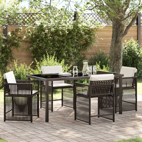 vidaXL Set da Pranzo per Giardino 5 pcs Marrone polyrattan