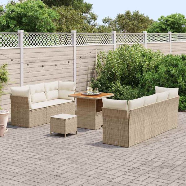vidaXL Set Divano da Giardino 10 pcs Beige polyrattan